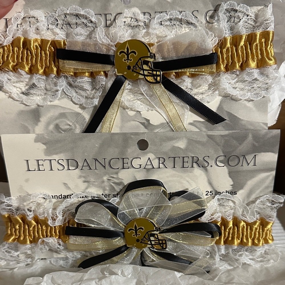 Gold and Black Lace Garter Set